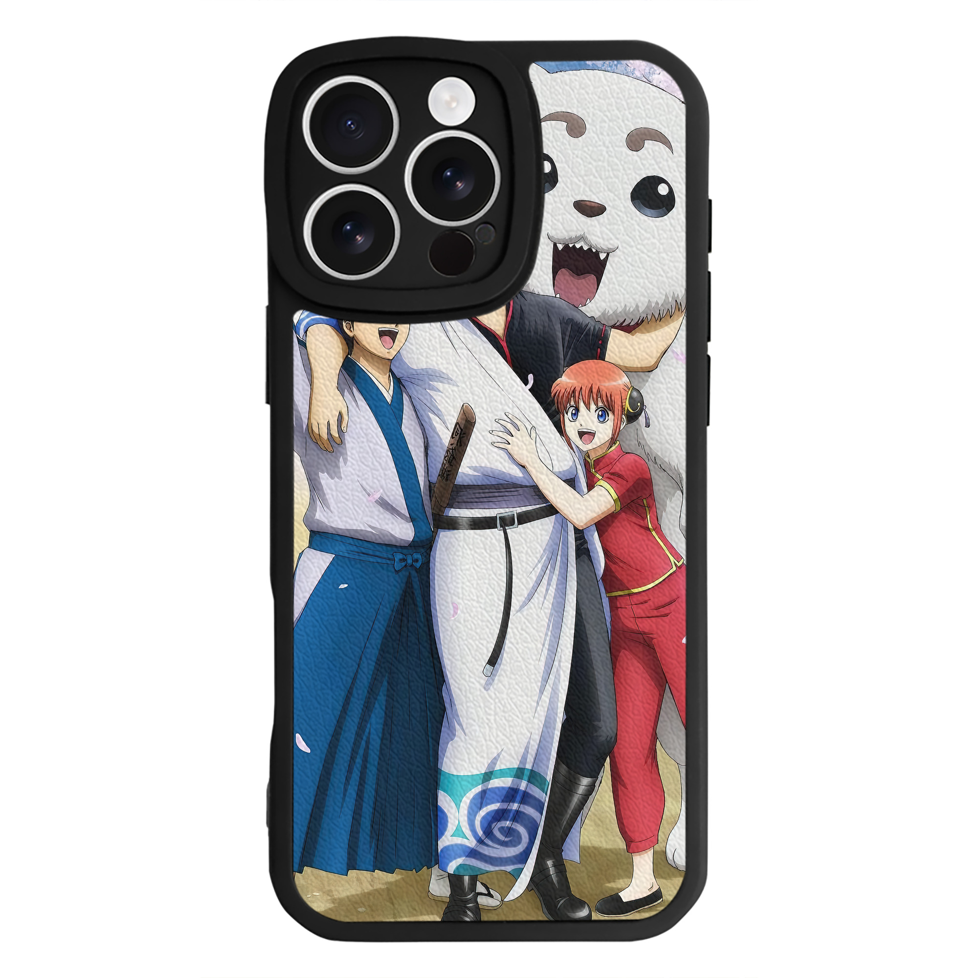 （画像用） ぎんたま 坂田銀時（さかたぎんとき） 神楽 志村新八（しむら しんぱち） GINTAMA Sakata Gintoki Kagura Shimura Shinpachi 【iPhone 16シリーズ対応】シリコンスマホケース（レザー調） 材質：シリコン